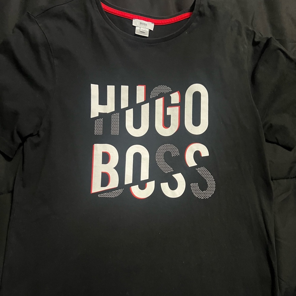 Black Authentic Boss T-SHIRT IN COTTON JERSEY WITH CONTRAST LOGO